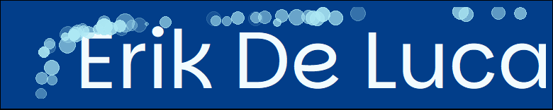 Logo with some points in a chart and erik de luca written
